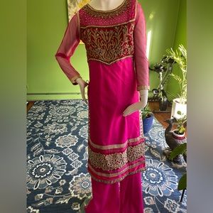Indian Sharara three piece shirt, bottom and dupatta